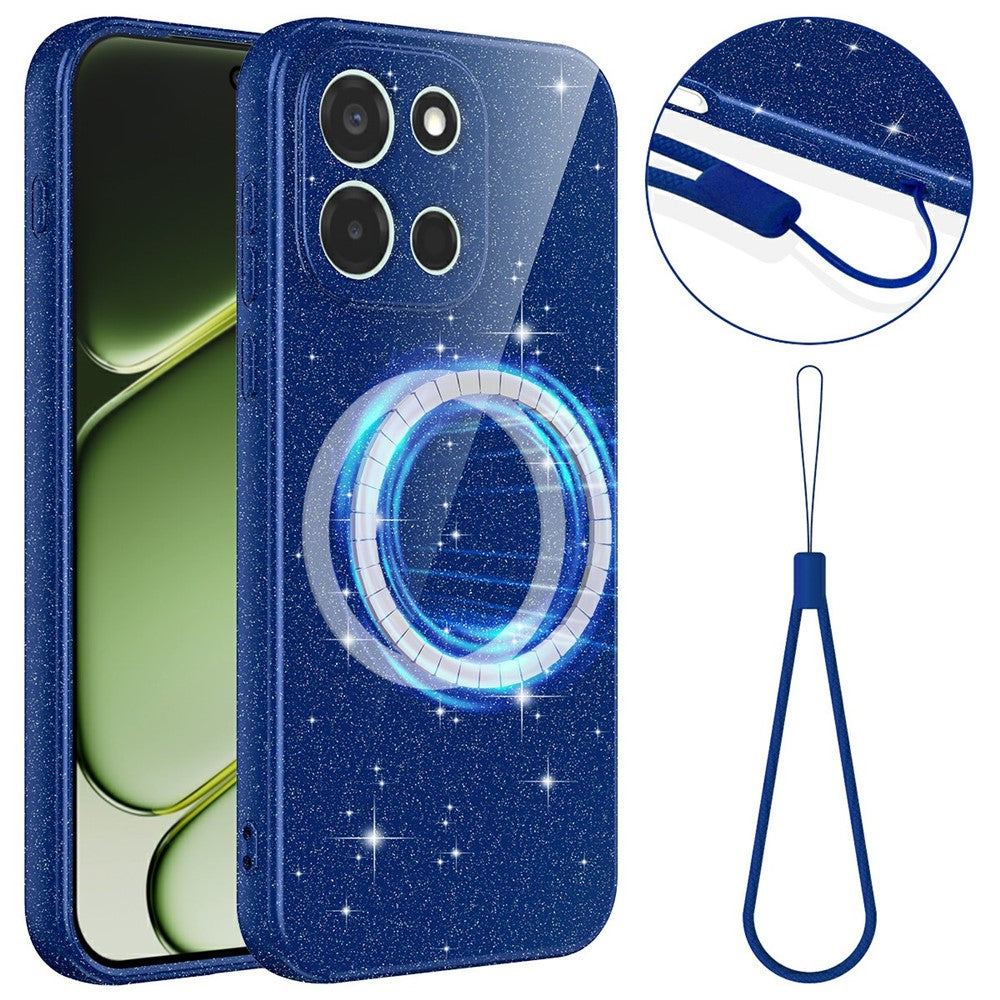 For OnePlus Nord 6 5G / Turbo 6 5G magnetisk cover, glitter TPU stødsikkert telefoncover med snor