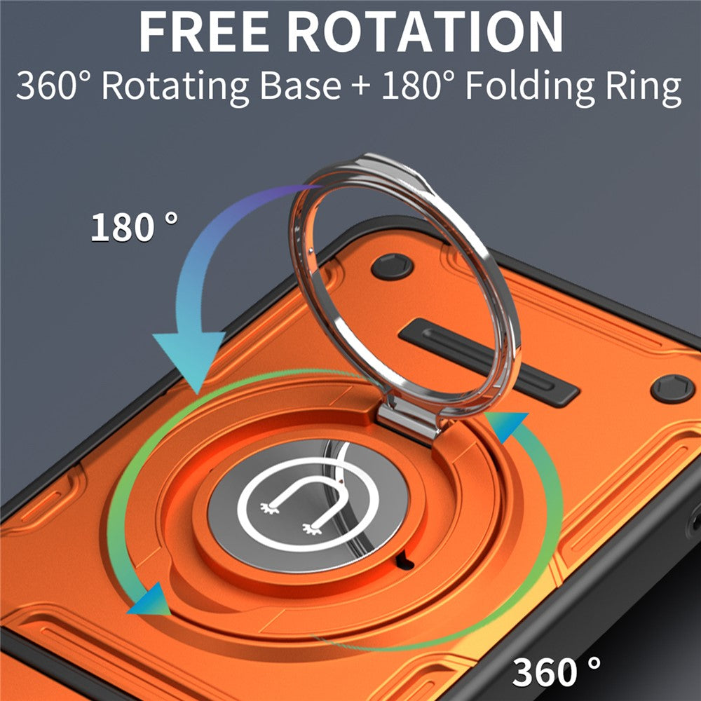 For Xiaomi Redmi Note 14 5G Case with Slide Camera Cover Ring Kickstand PC + TPU Phone Shell