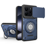 For Xiaomi Redmi Note 14 5G Case with Slide Camera Cover Ring Kickstand PC + TPU Phone Shell