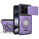 For Xiaomi Redmi Note 14 5G Case with Slide Camera Cover Ring Kickstand PC + TPU Phone Shell