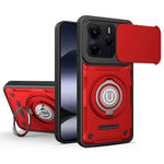 For Xiaomi Redmi Note 14 5G Case with Slide Camera Cover Ring Kickstand PC + TPU Phone Shell