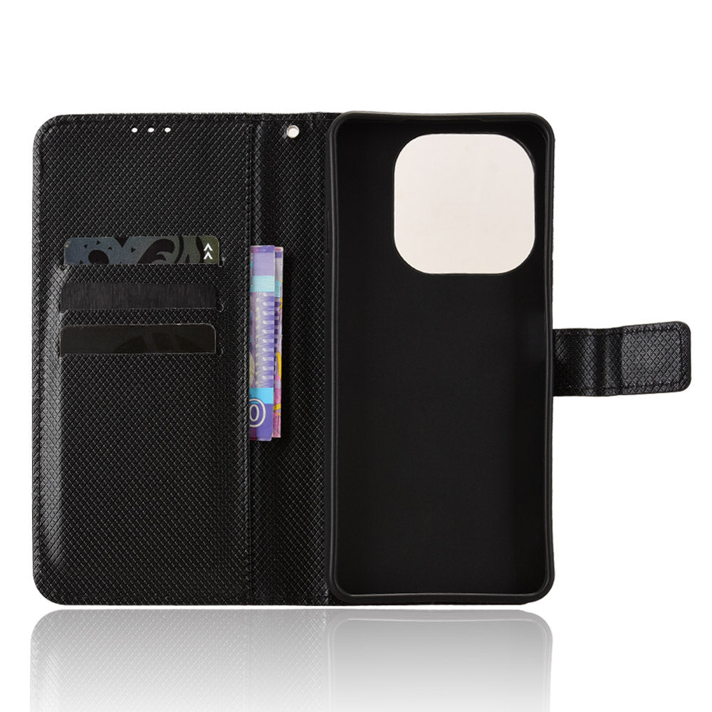 For Huawei Enjoy 90 Plus / Huawei Enjoy 90 / Huawei nova Y74 4G Leather Wallet Case with Strap Diamond Texture Phone Cover