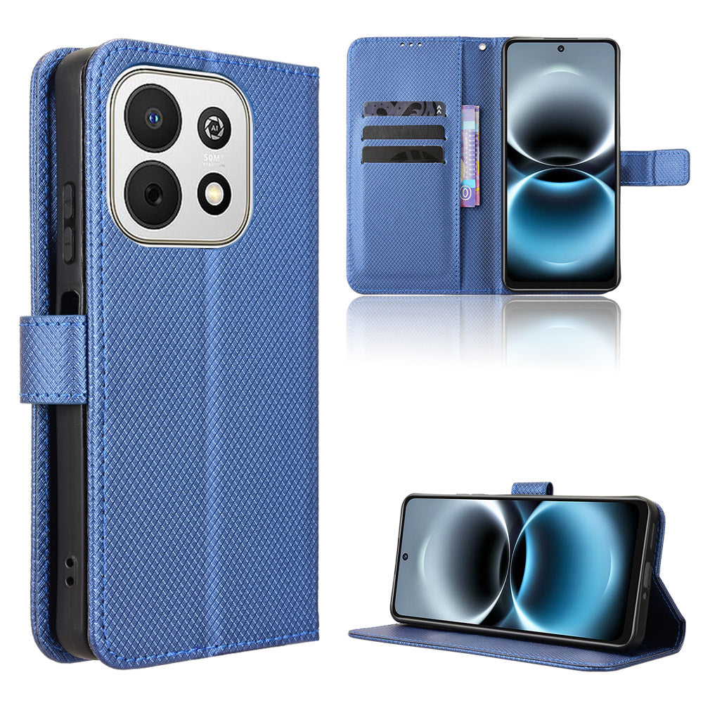 For Huawei Enjoy 90 Plus / Huawei Enjoy 90 / Huawei nova Y74 4G Leather Wallet Case with Strap Diamond Texture Phone Cover