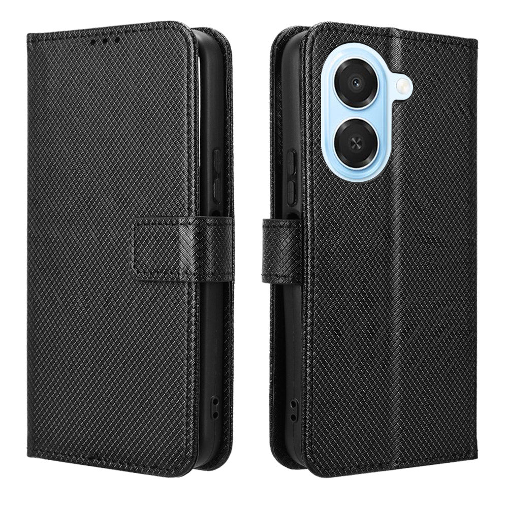 For Honor Play 80 Plus 5G / Honor X7e 4G Leather Wallet Case with Strap Diamond Texture Phone Cover