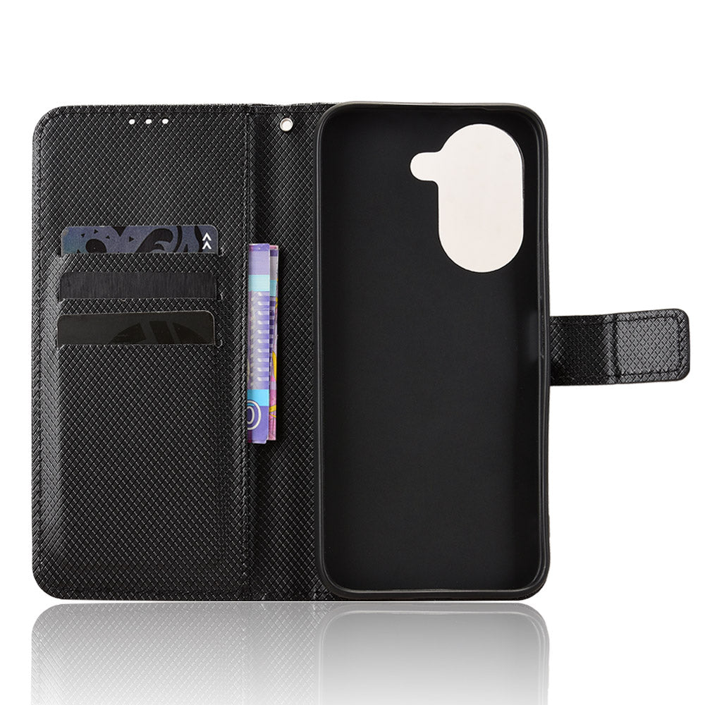 For Honor Play 80 Plus 5G / Honor X7e 4G Leather Wallet Case with Strap Diamond Texture Phone Cover