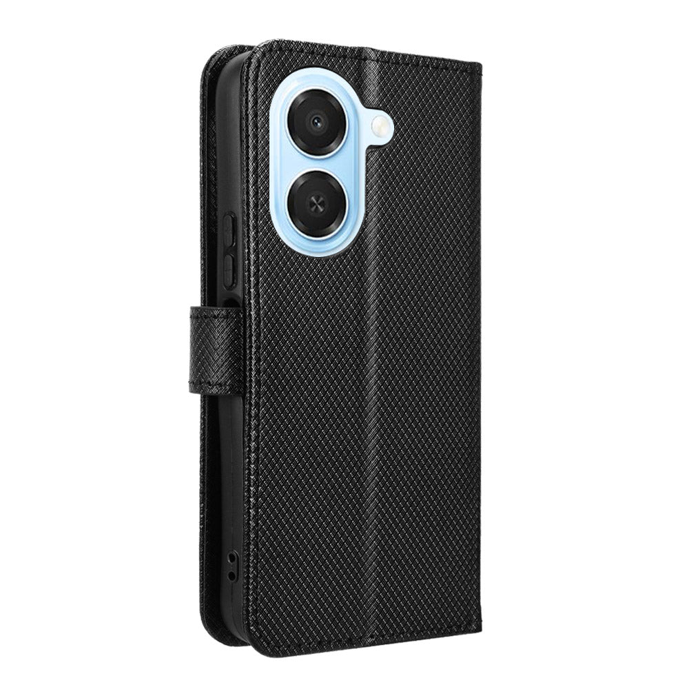 For Honor Play 80 Plus 5G / Honor X7e 4G Leather Wallet Case with Strap Diamond Texture Phone Cover