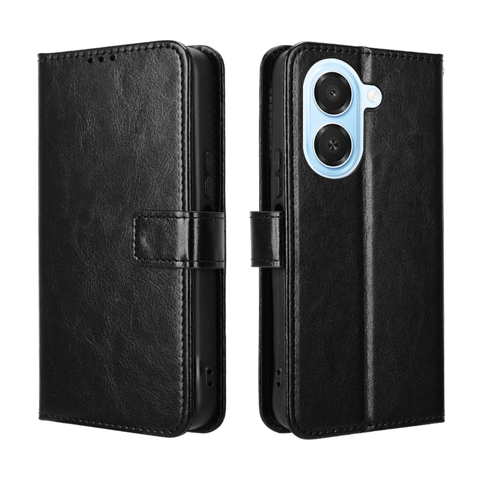 For Honor Play 80 Plus 5G / Honor X7e 4G PU Leather Case with Strap Crazy Horse Texture Phone Wallet Cover