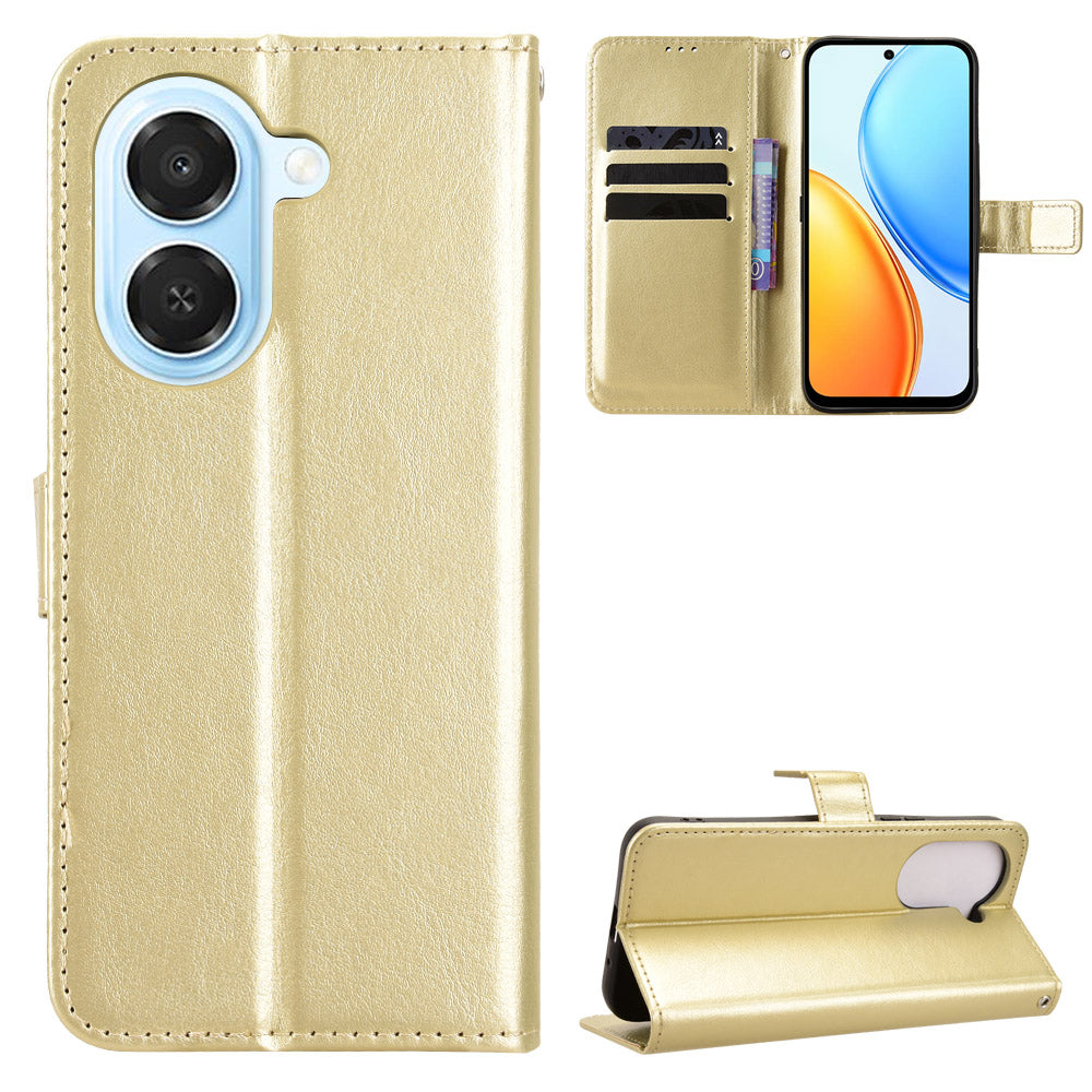 For Honor Play 80 Plus 5G / Honor X7e 4G PU Leather Case with Strap Crazy Horse Texture Phone Wallet Cover