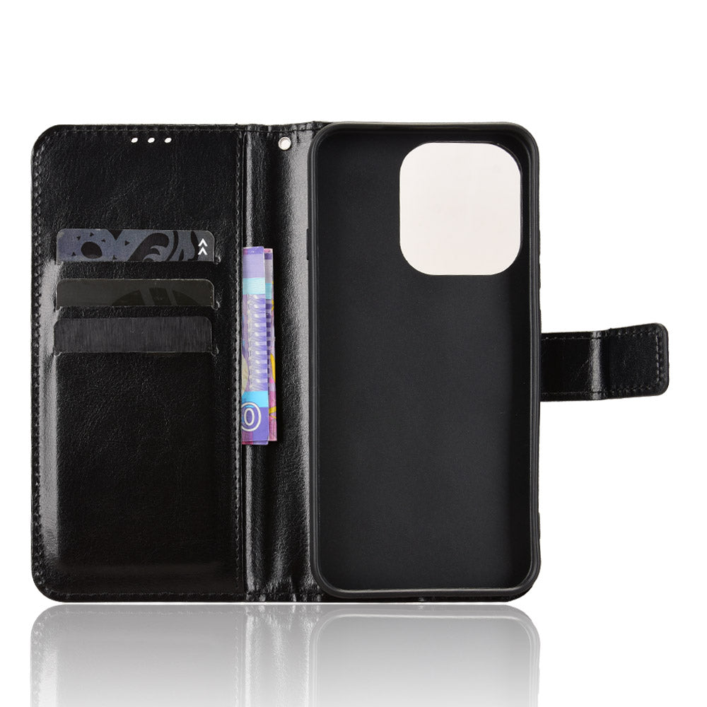 Oppo Reno16 FS 5G / Oppo Reno16 F 5G PU-lædercover med rem, Crazy Horse-tekstur, sammenfoldeligt mobilcover