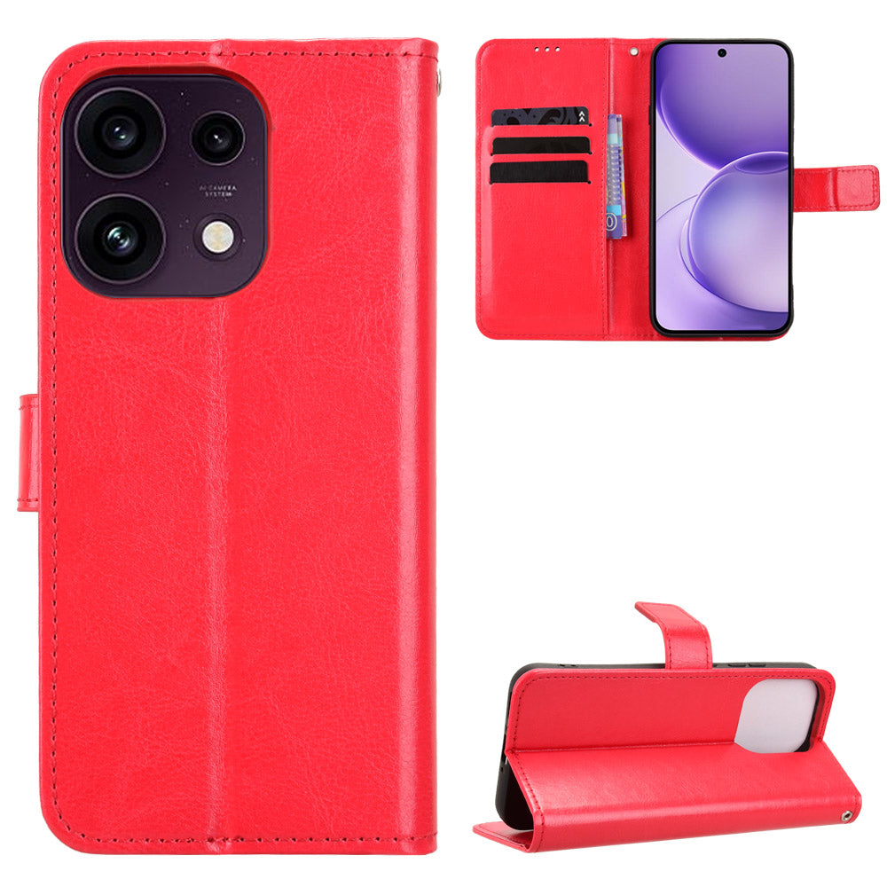 Oppo Reno16 FS 5G / Oppo Reno16 F 5G PU-lædercover med rem, Crazy Horse-tekstur, sammenfoldeligt mobilcover