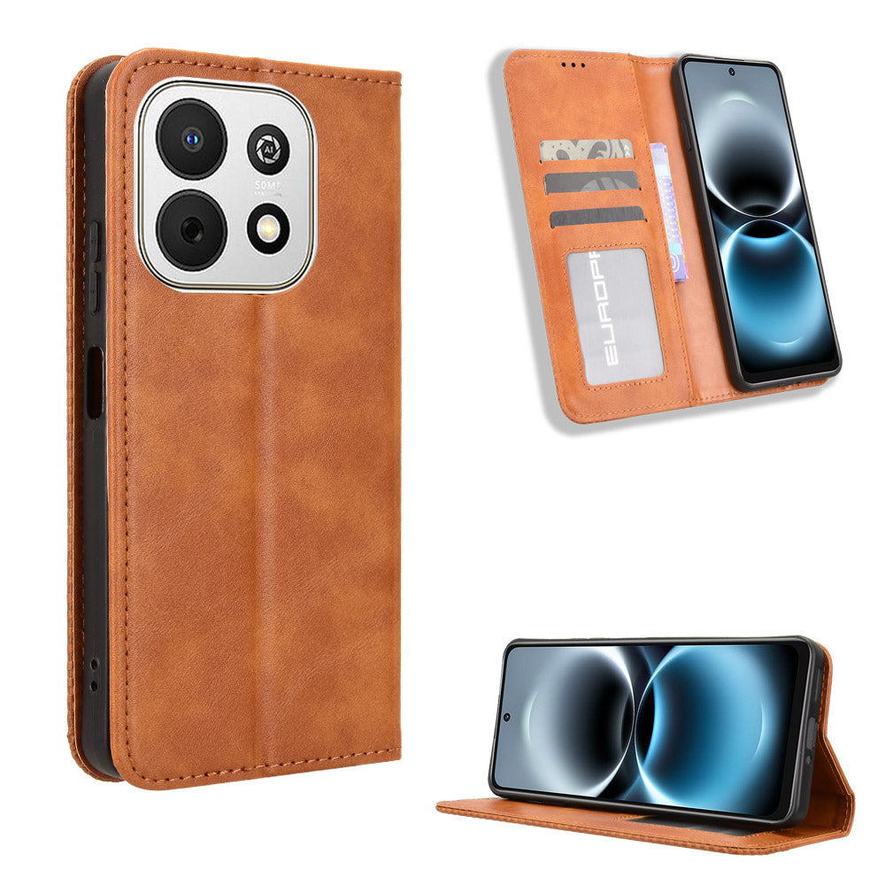 For Huawei Enjoy 90 / Huawei Enjoy 90 Plus / Huawei nova Y74 4G Leather Case Wallet Stand Retro Texture Phone Cover