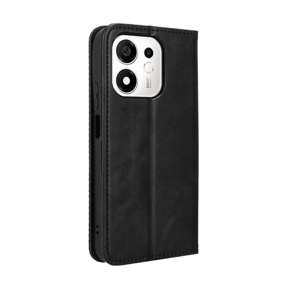 For Honor 600 Smart 5G / X7e Plus 5G Leather Case Wallet Stand Retro Texture Phone Cover