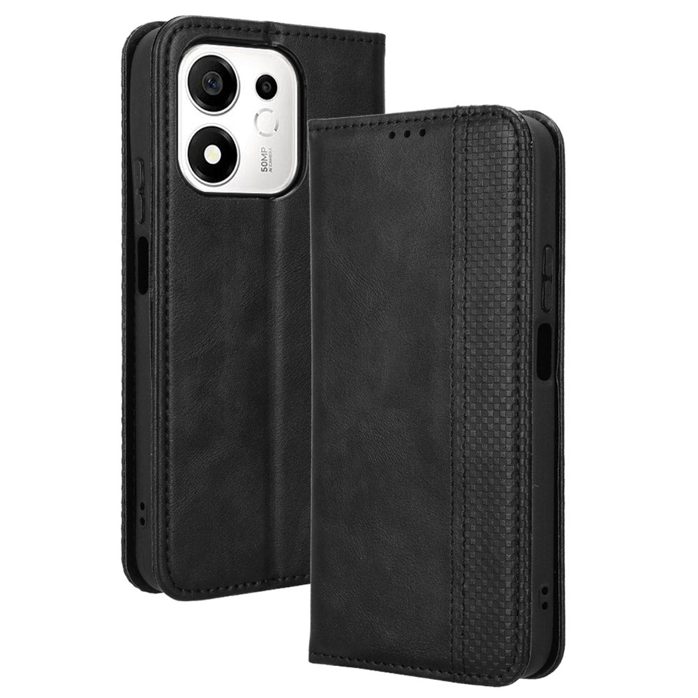 For Honor 600 Smart 5G / X7e Plus 5G Leather Case Wallet Stand Retro Texture Phone Cover