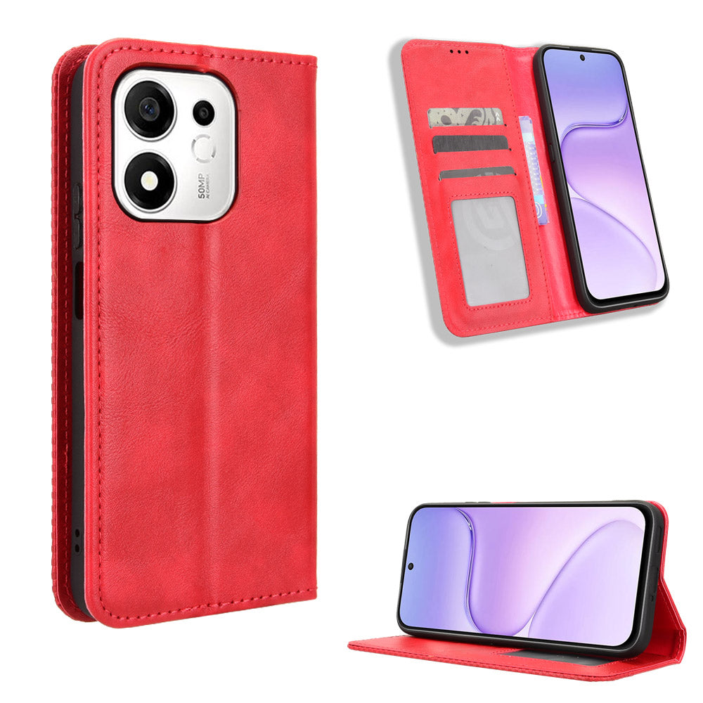 For Honor 600 Smart 5G / X7e Plus 5G Leather Case Wallet Stand Retro Texture Phone Cover