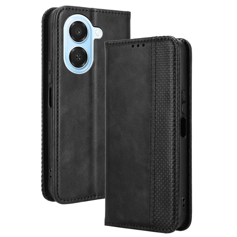 For Honor Play 80 Plus 5G / Honor X7e 4G Leather Case Wallet Stand Retro Texture Phone Cover