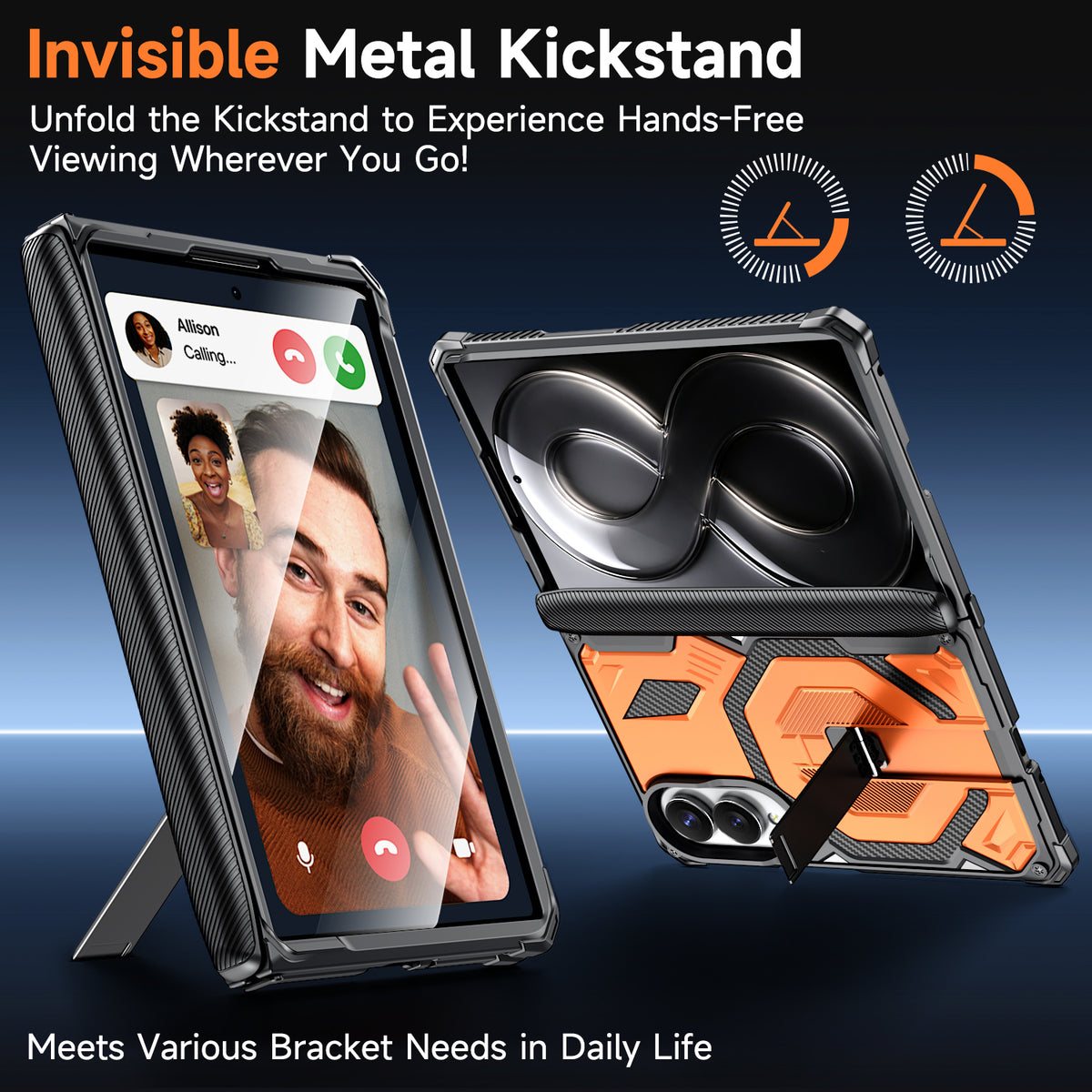 Til Samsung Galaxy Z Fold8 Magnetisk Etui TPU + PC Støtteben Telefoncover Faldsbeskyttelse