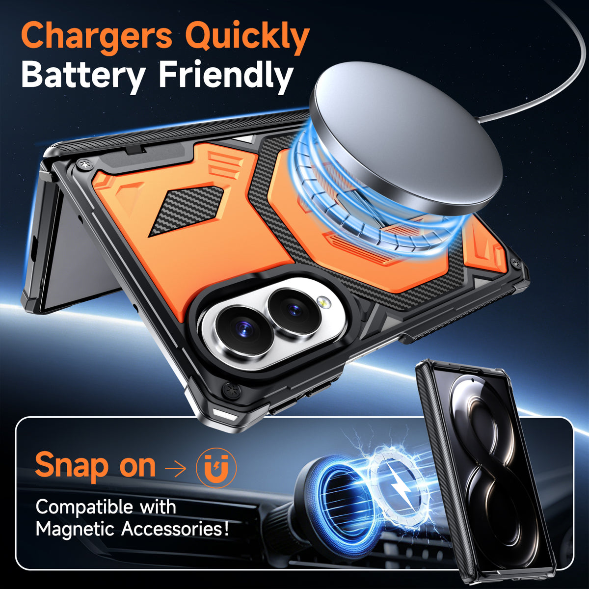 Til Samsung Galaxy Z Fold8 Magnetisk Etui TPU + PC Støtteben Telefoncover Faldsbeskyttelse