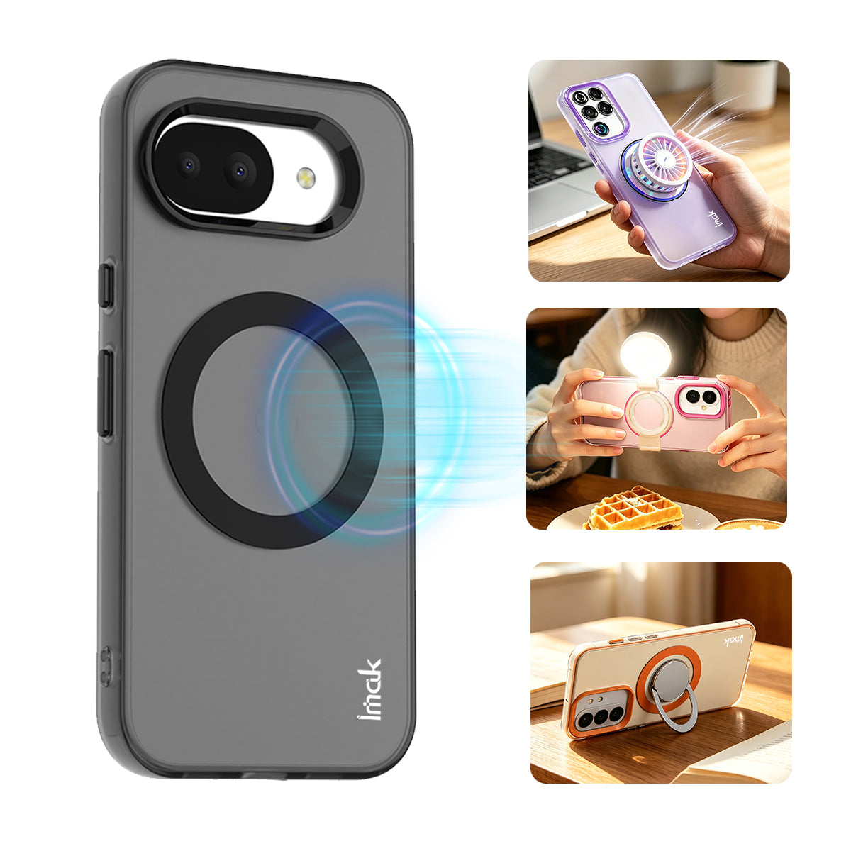 IMAK for Google Pixel 10a Magnetic Case Candy Color Anti Drop TPU + PET Back Cover