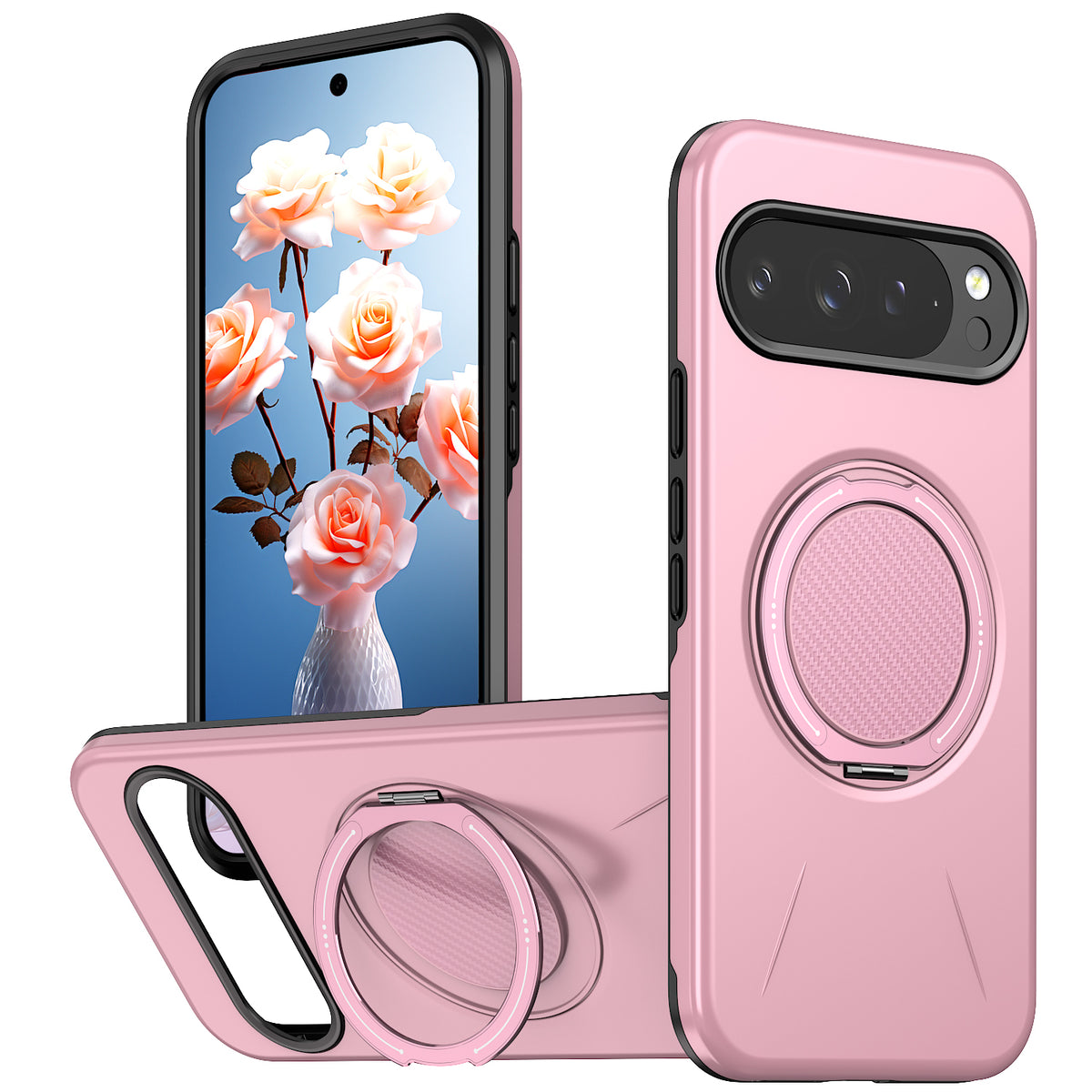 Til Google Pixel 11 Pro / Google Pixel 11 Magnetisk cover Roterende støtteben TPU + PC telefoncover