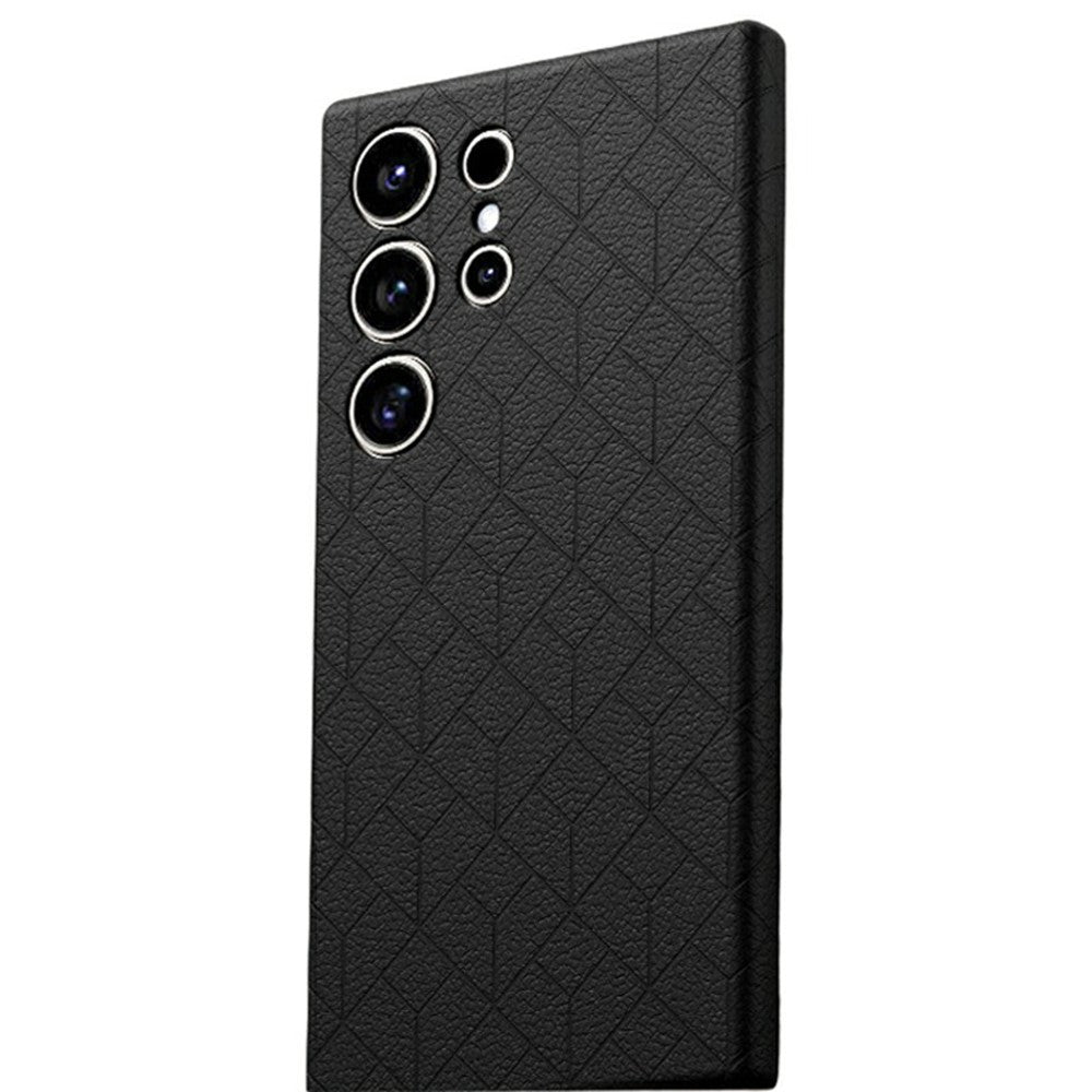 For Samsung Galaxy S26 Ultra Magnetic Case Imprinted Geometric Pattern Leather Coated PC + TPU Phone Cover
