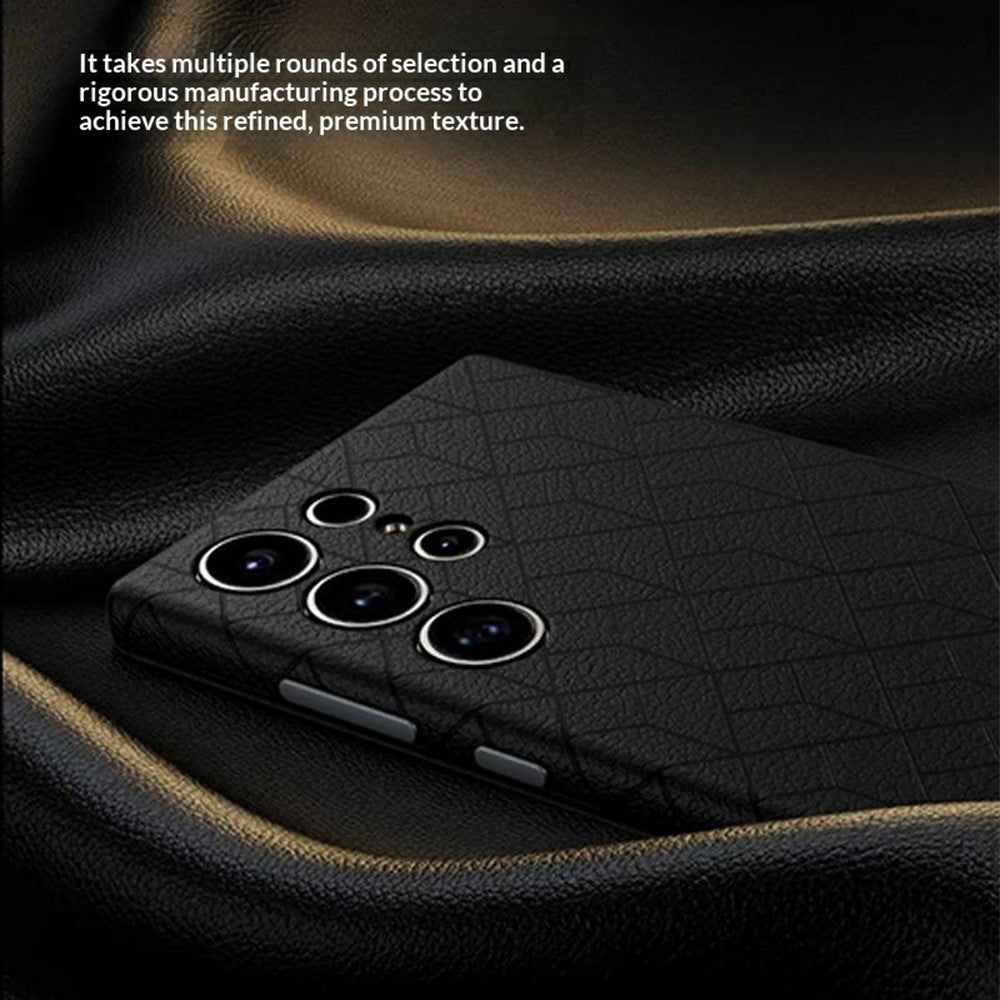 For Samsung Galaxy S26 Ultra Magnetic Case Imprinted Geometric Pattern Leather Coated PC + TPU Phone Cover