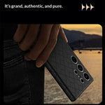 For Samsung Galaxy S26 Ultra Magnetic Case Imprinted Geometric Pattern Leather Coated PC + TPU Phone Cover