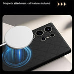 For Samsung Galaxy S26 Ultra Magnetic Case Imprinted Geometric Pattern Leather Coated PC + TPU Phone Cover