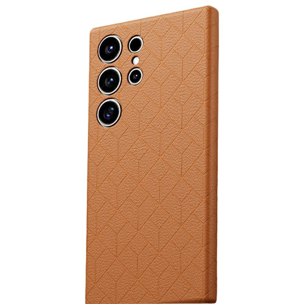 For Samsung Galaxy S26 Ultra Magnetic Case Imprinted Geometric Pattern Leather Coated PC + TPU Phone Cover