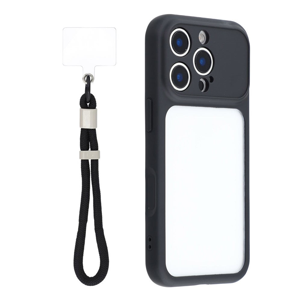 For iPhone 16 Pro Max Case Large Window TPU + PC Rubberized Phone Cover with Wrist Strap
