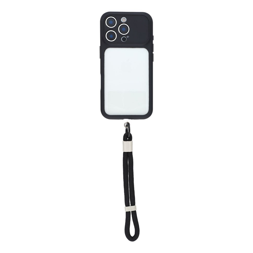 For iPhone 16 Pro Max Case Large Window TPU + PC Rubberized Phone Cover with Wrist Strap