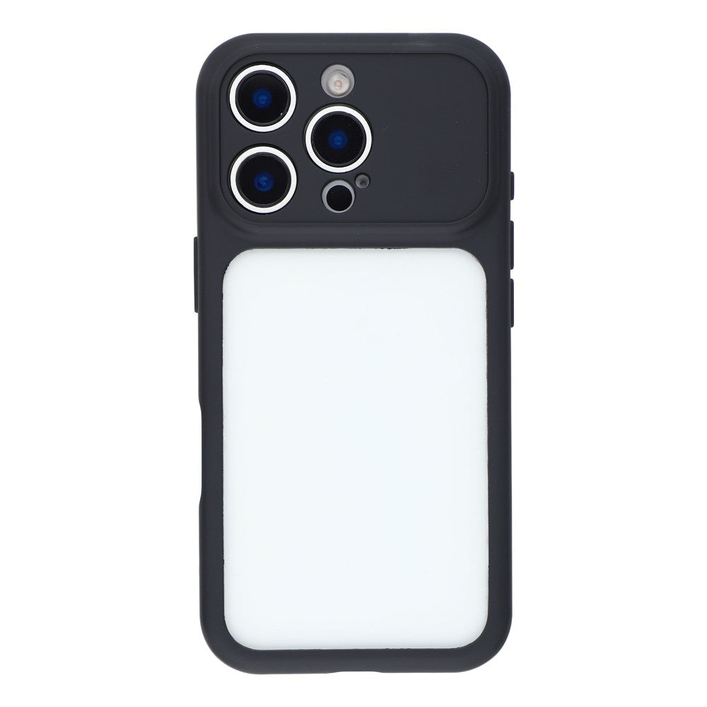 For iPhone 16 Pro Max Case Large Window TPU + PC Rubberized Phone Cover with Wrist Strap