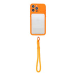 For iPhone 15 Pro Max Case Large Window TPU + PC Rubberized Phone Cover with Wrist Strap