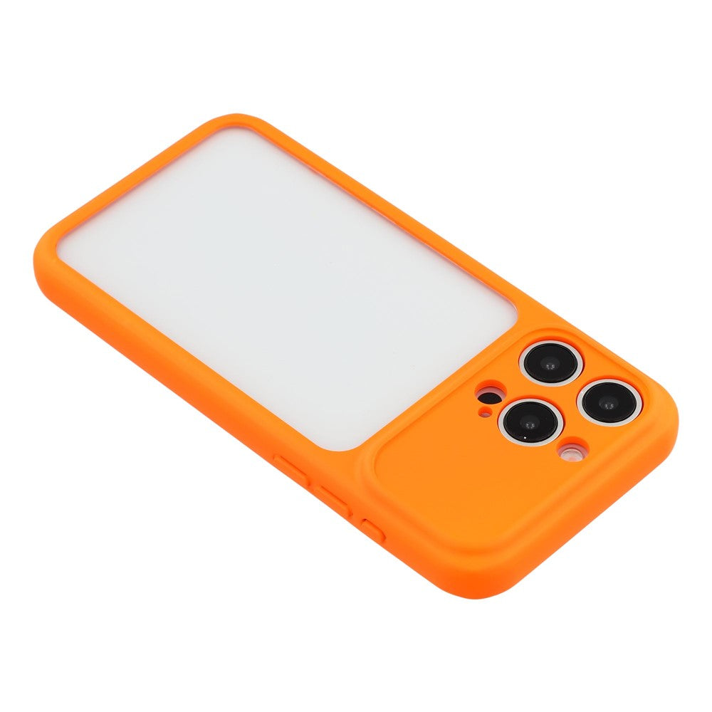 For iPhone 15 Pro Max Case Large Window TPU + PC Rubberized Phone Cover with Wrist Strap