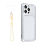 For iPhone 15 Pro Max Case Large Window TPU + PC Rubberized Phone Cover with Wrist Strap
