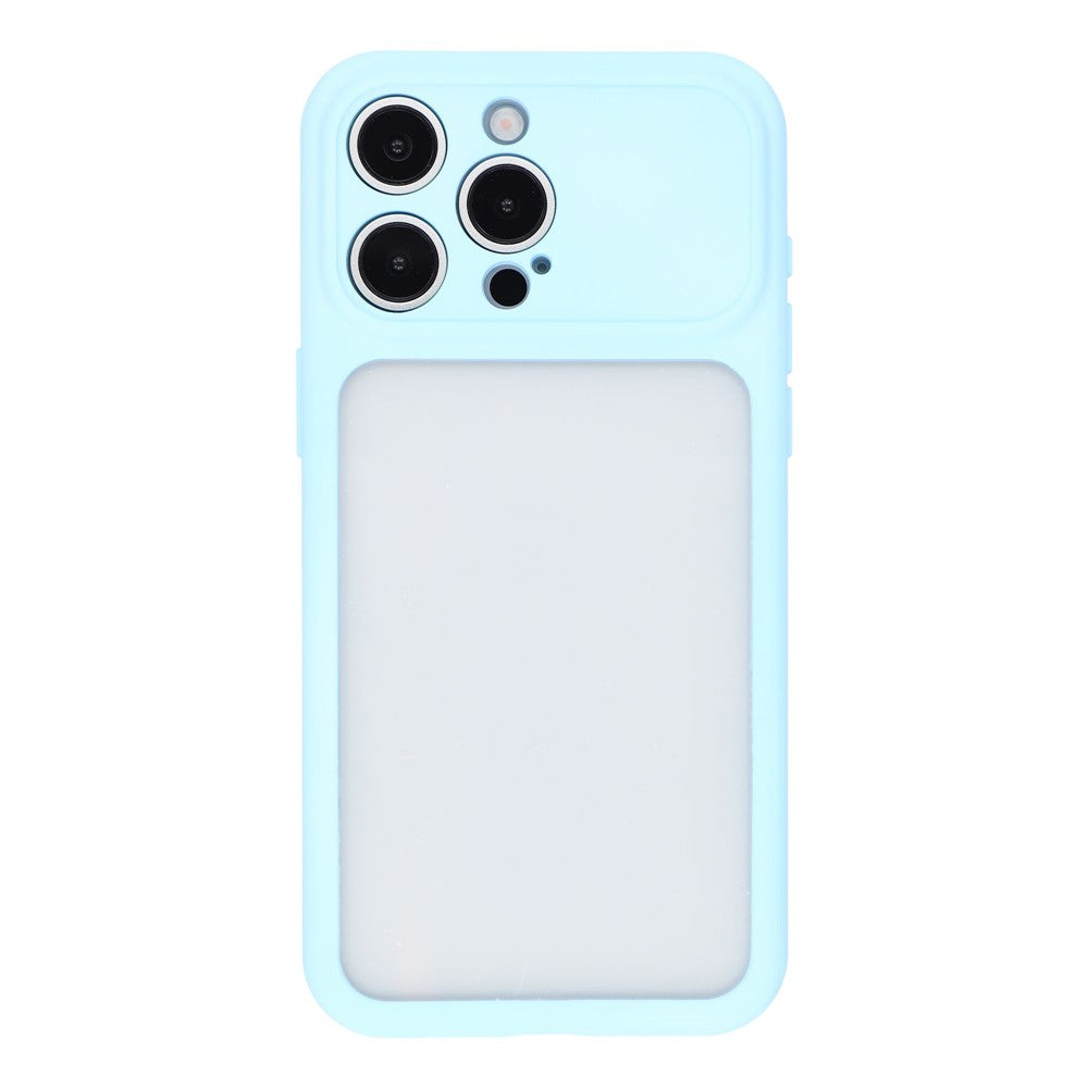 For iPhone 15 Pro Case Large Window TPU + PC Rubberized Phone Cover with Wrist Strap