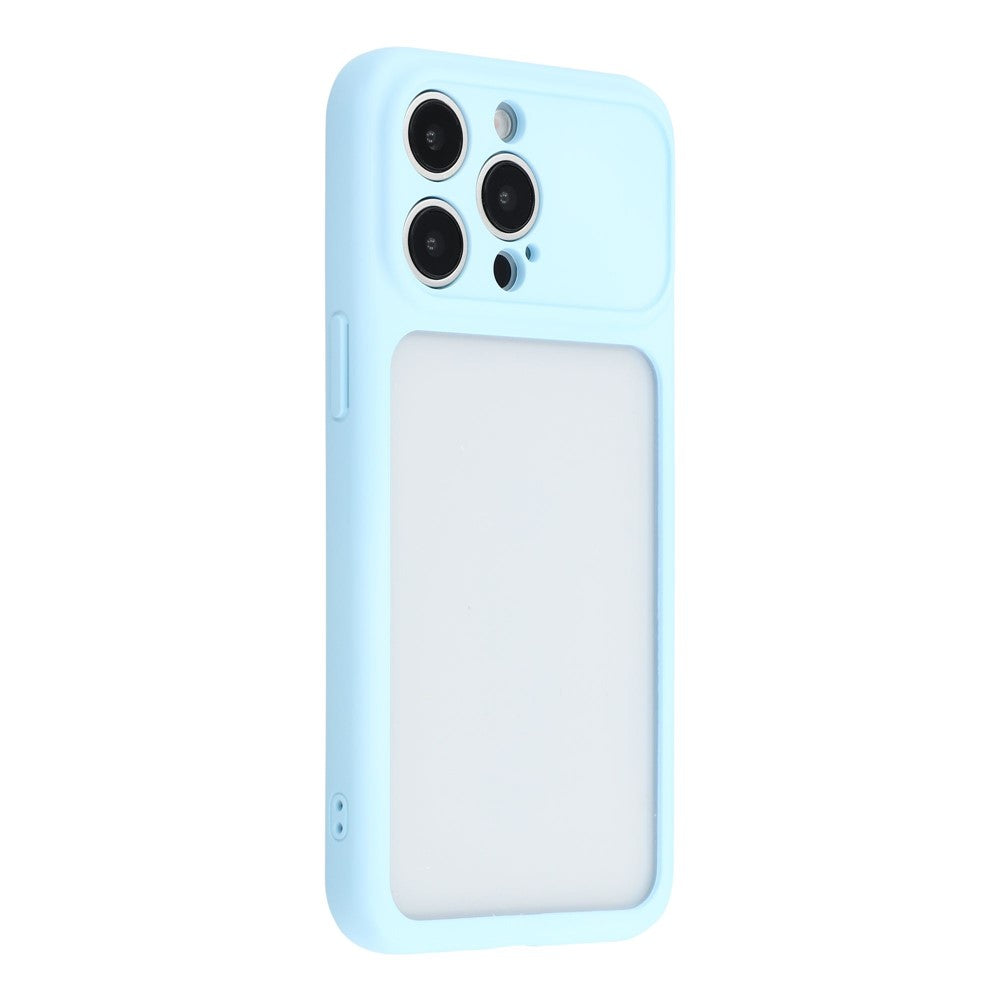 For iPhone 15 Pro Case Large Window TPU + PC Rubberized Phone Cover with Wrist Strap