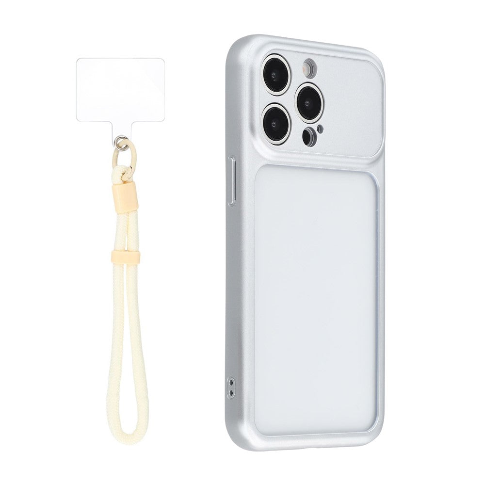 For iPhone 15 Pro Case Large Window TPU + PC Rubberized Phone Cover with Wrist Strap