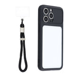 For iPhone 15 Pro Case Large Window TPU + PC Rubberized Phone Cover with Wrist Strap