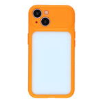 For iPhone 15 Case Large Window TPU + PC Rubberized Phone Cover with Wrist Strap