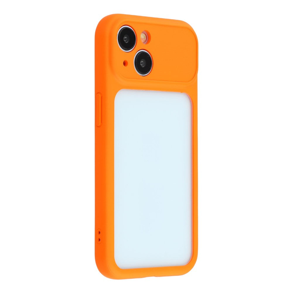 For iPhone 15 Case Large Window TPU + PC Rubberized Phone Cover with Wrist Strap