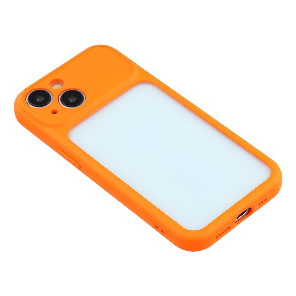 For iPhone 15 Case Large Window TPU + PC Rubberized Phone Cover with Wrist Strap