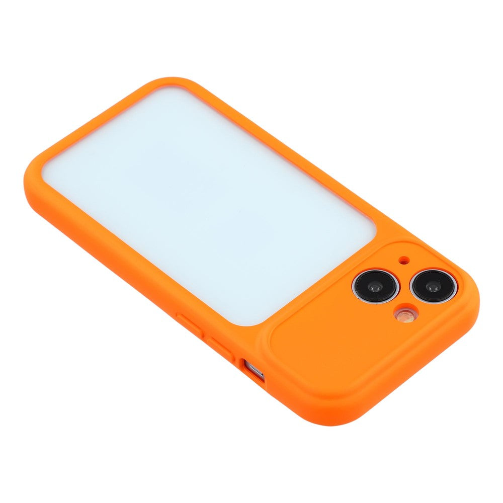 For iPhone 15 Case Large Window TPU + PC Rubberized Phone Cover with Wrist Strap