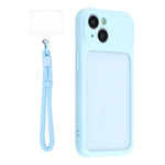 For iPhone 15 Case Large Window TPU + PC Rubberized Phone Cover with Wrist Strap