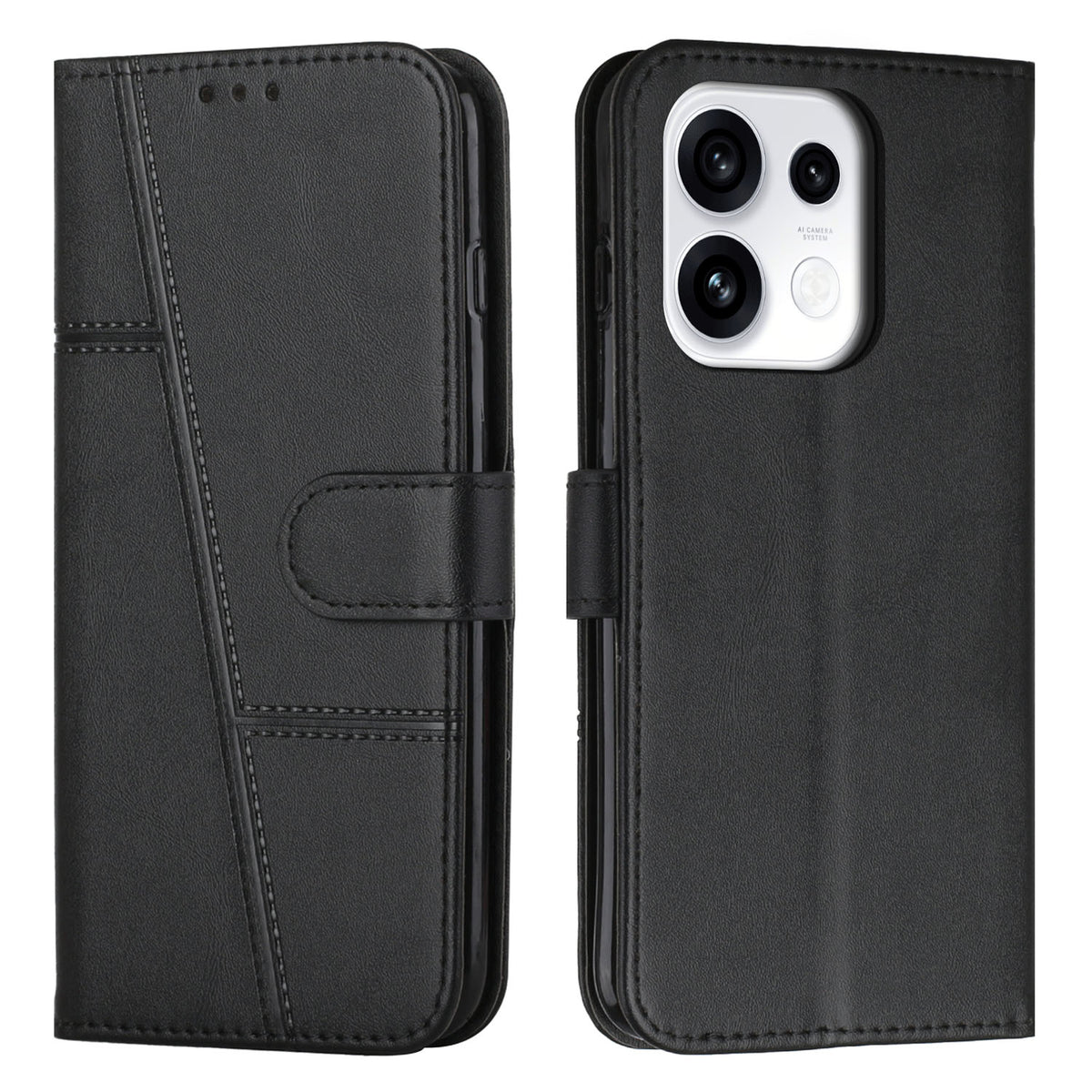 For Oppo Reno16 Pro 5G (Global) / Reno16 5G (Global) Leather Phone Case Foldable Stand Wallet Flip Cover with Strap
