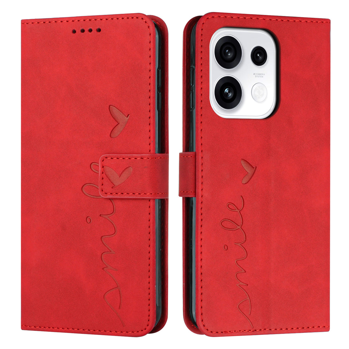 For Oppo Reno16 Pro 5G (Global) / Reno16 5G (Global) Stand Case PU Leather Phone Cover Imprinted Heart Pattern