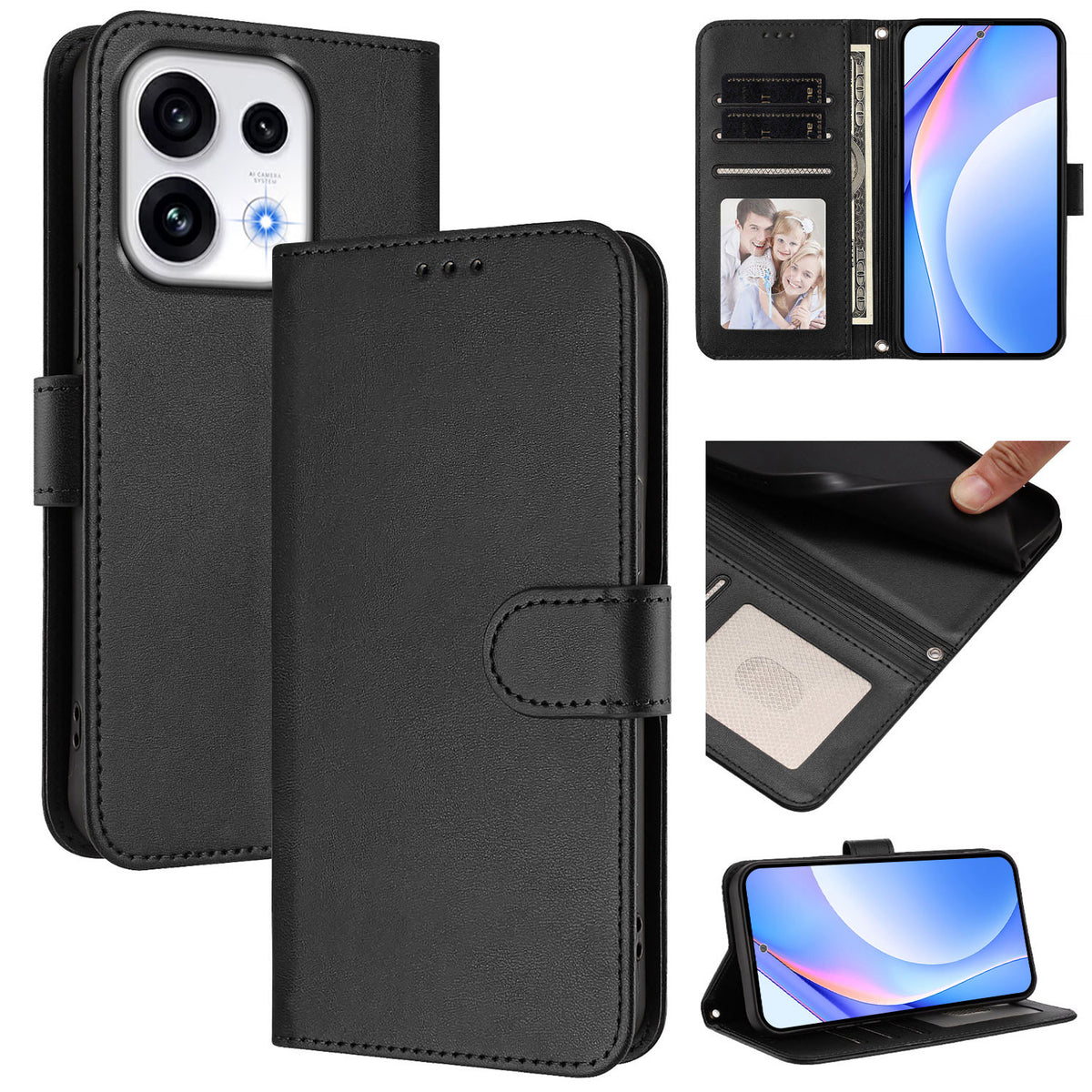 Til Oppo Reno16 Pro 5G (Global) Pung Etui RFID Blokerende Kalveskinds Tekstur Læder Stativ Telefoncover med Rem