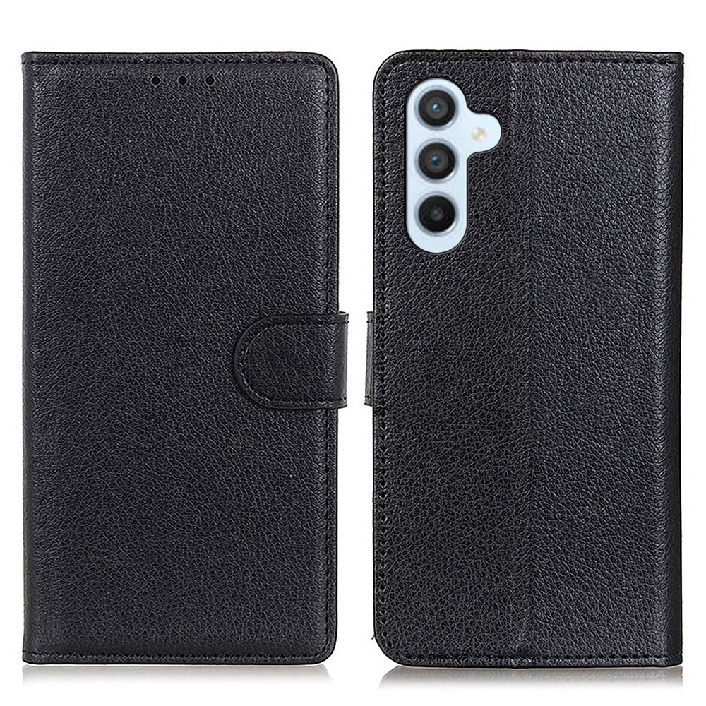 Anti-fall Litchi Texture Phone Case for Samsung Galaxy A34 5G, Stand PU Leather Coated Inner TPU Scratch-resistant Flip Wallet Cover
