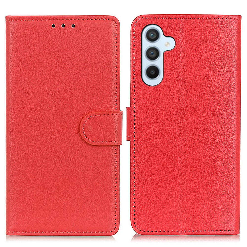 Anti-fall Litchi Texture Phone Case for Samsung Galaxy A34 5G, Stand PU Leather Coated Inner TPU Scratch-resistant Flip Wallet Cover