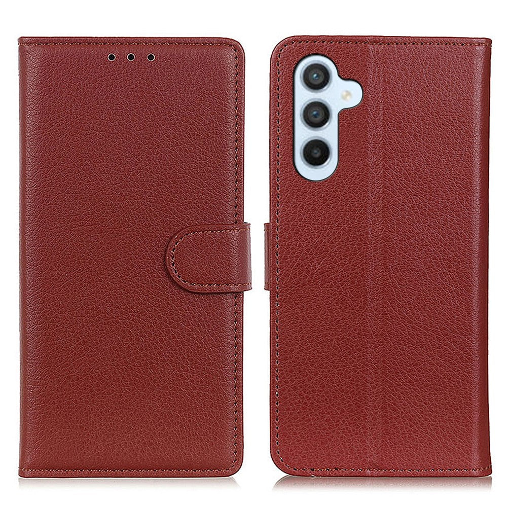 Anti-fall Litchi Texture Phone Case for Samsung Galaxy A34 5G, Stand PU Leather Coated Inner TPU Scratch-resistant Flip Wallet Cover