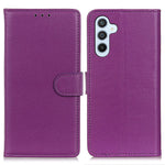 Anti-fall Litchi Texture Phone Case for Samsung Galaxy A34 5G, Stand PU Leather Coated Inner TPU Scratch-resistant Flip Wallet Cover